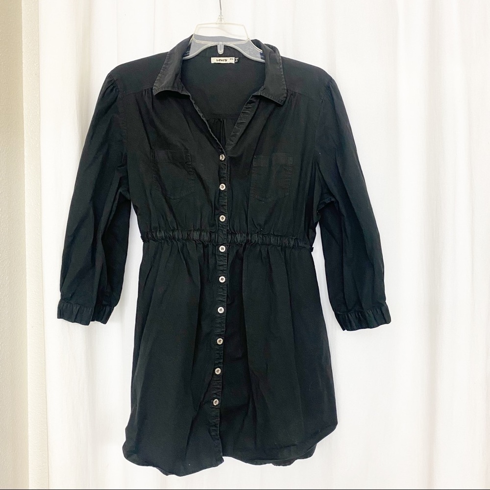 LEVI’S Black Long Sleeve Button Down Tunic Shirt